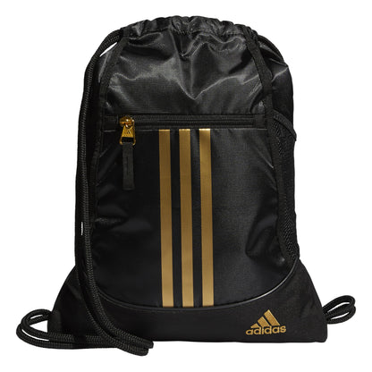 adidas Alliance Sackpack, Drawstring Backpack, Lightweight Small Gym Bag for Women and Men, Black, One Size