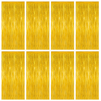 2 Pack Halloween Backdrop, 3.28 FT x 7.05 FT Foil Fringe Curtains, Orange Purple Black Party Streamer Tinsel Backdrop Curtains, Halloween Decorations Door Decor Photo Props Party Supplies