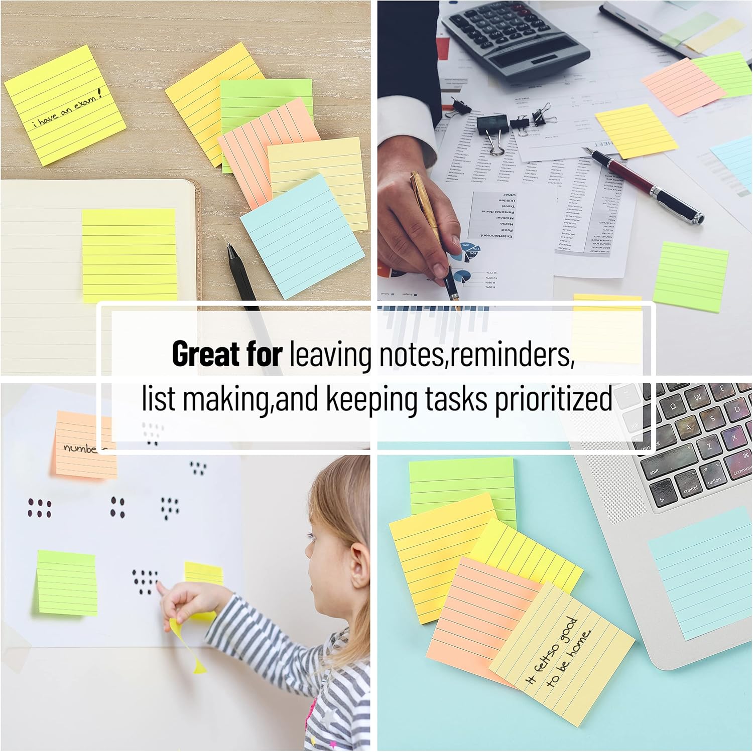 Mr. Pen- Lined Sticky Notes 3x3, 6 Pads, 45 Sheet/Pads, Pastel Colors, Sticky Notes with Lines