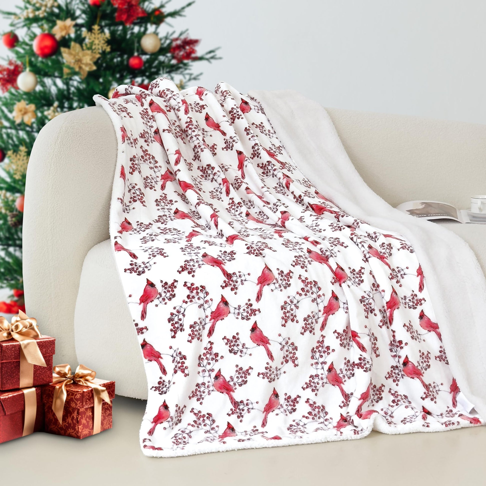 Elegant Comfort Reversible and Ultra-Plush Flannel Fleece-Winter Christmas Sherpa Throw- Lightweight Soft and Cozy-Holiday Decorative Throw, Perfect for Lounging, 50 x 60 inches, Emerald Green Deer