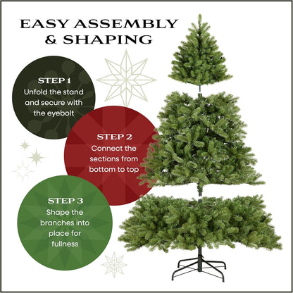 National Tree Company Artificial Pre-Lit Slim Christmas Tree, Green, Kingswood Fir, White Lights, Includes Stand, 6.5 Feet