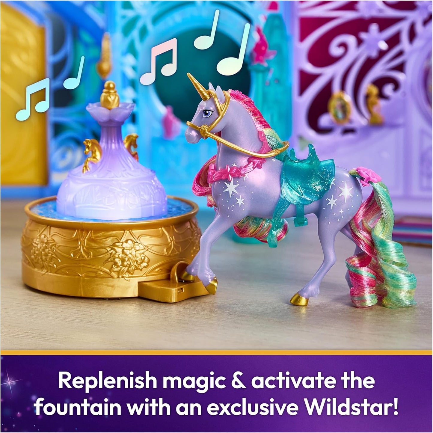 Unicorn Academy, Starglow Fountain & Stable Playset with Wildstar, Lights & Sounds, 24 Accessories, Dolls & Unicorn Toys, Gifts for Girls Ages 4 and up