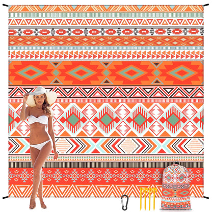 Beach Blanket Waterproof Sandproof Beach Mat 79" X 83" /10'x9'for 2-8 Adults Quick Drying Outdoor Picnic Mat Beach Accessories for Travel, Camping, Hiking