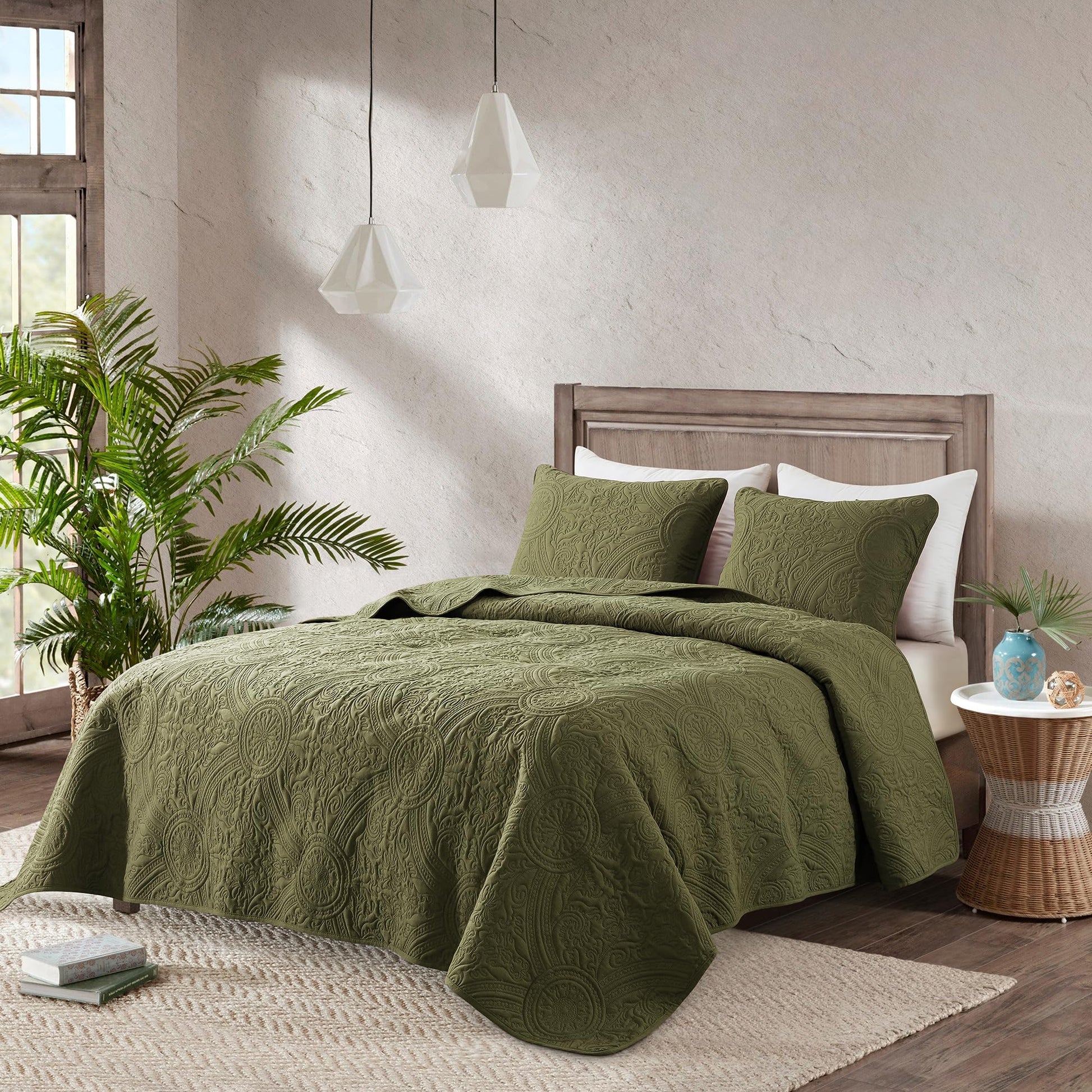ROARINGWILD Ivory Queen Size Quilt Bedding Sets with 2 Pillow Shams, Full Cream Lightweight Soft Bedspread Coverlet, Thin Comforter Bed Cover for All Season, 3 Pieces, 90x90 inches