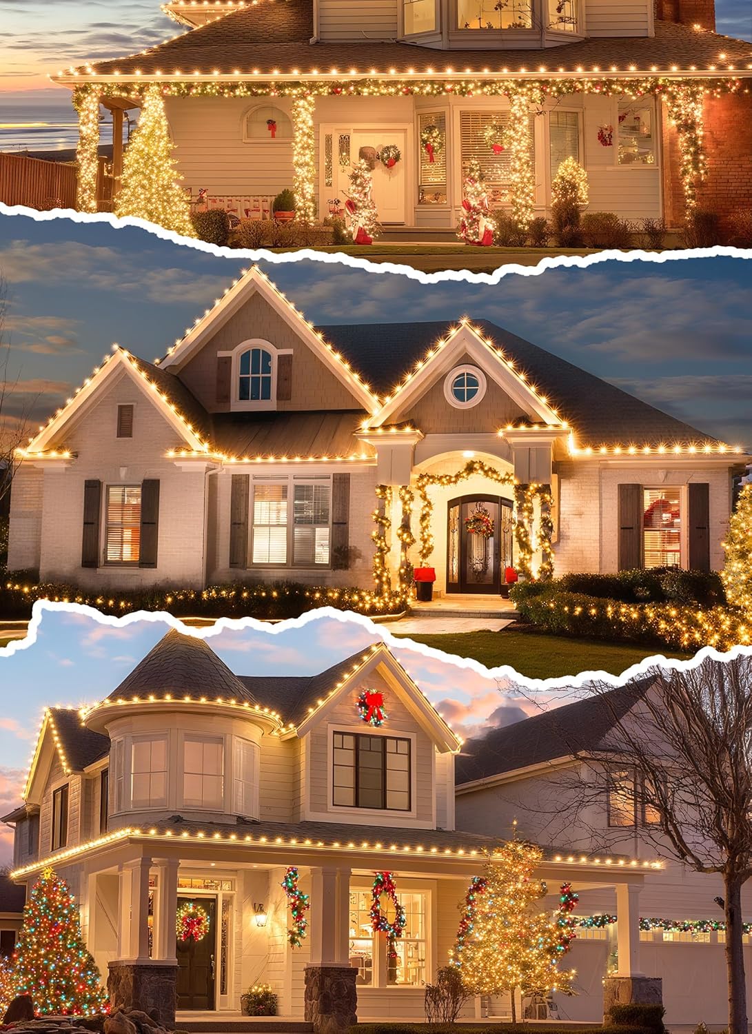 Brightown Christmas Light Clips for Outside, 100 Pack Roof Clips for C7 C9 Mini String Lights, Universal Gutter and Shingle Holiday Light Clip Set, for Christmas Decorations, White
