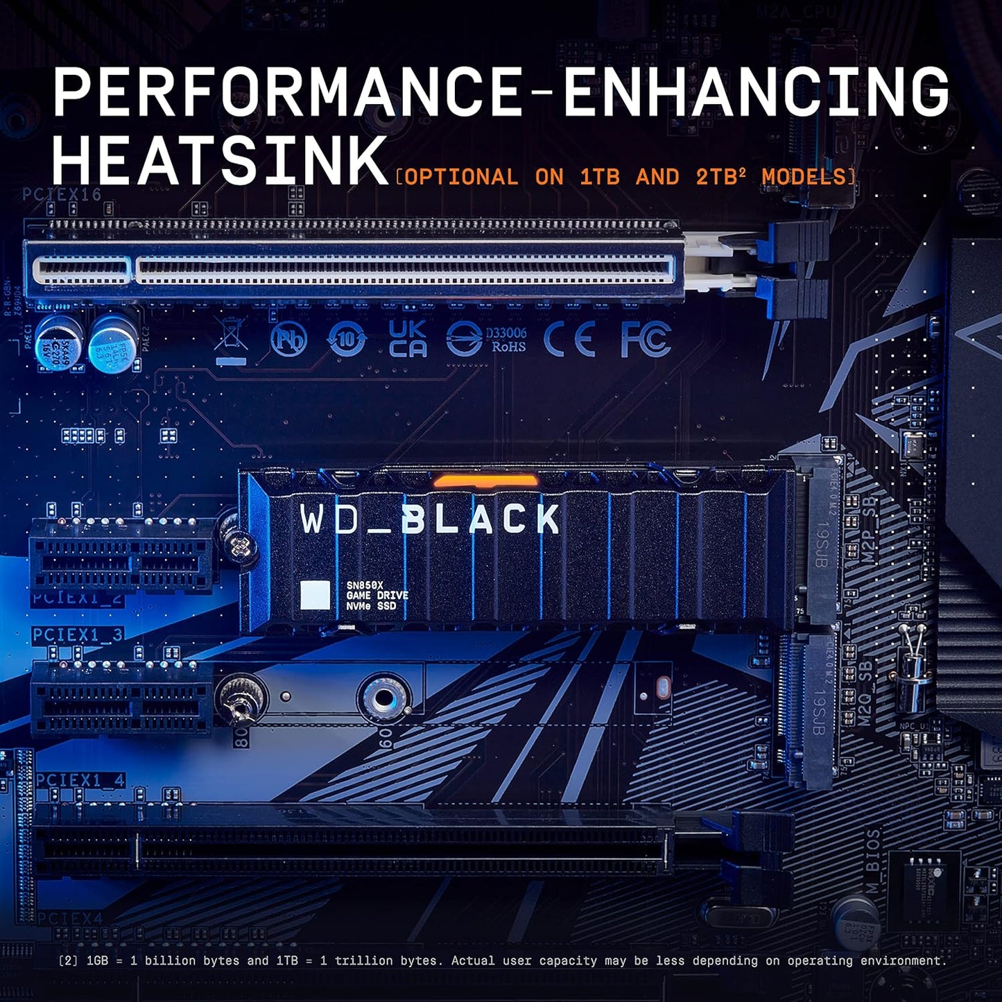 WD_BLACK 2TB SN850X NVMe SSD Internal Solid State Drive with Heatsink - Works with Playstation 5, Gen4 PCIe, M.2 2280, Up to 7,300 MB/s - WDS200T2XHE