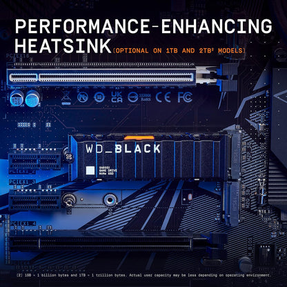 WD_BLACK 2TB SN850X NVMe SSD Internal Solid State Drive with Heatsink - Works with Playstation 5, Gen4 PCIe, M.2 2280, Up to 7,300 MB/s - WDS200T2XHE