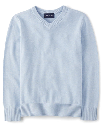 The Children's Place Boys' Long Sleeve V-Neck Pullover Sweater
