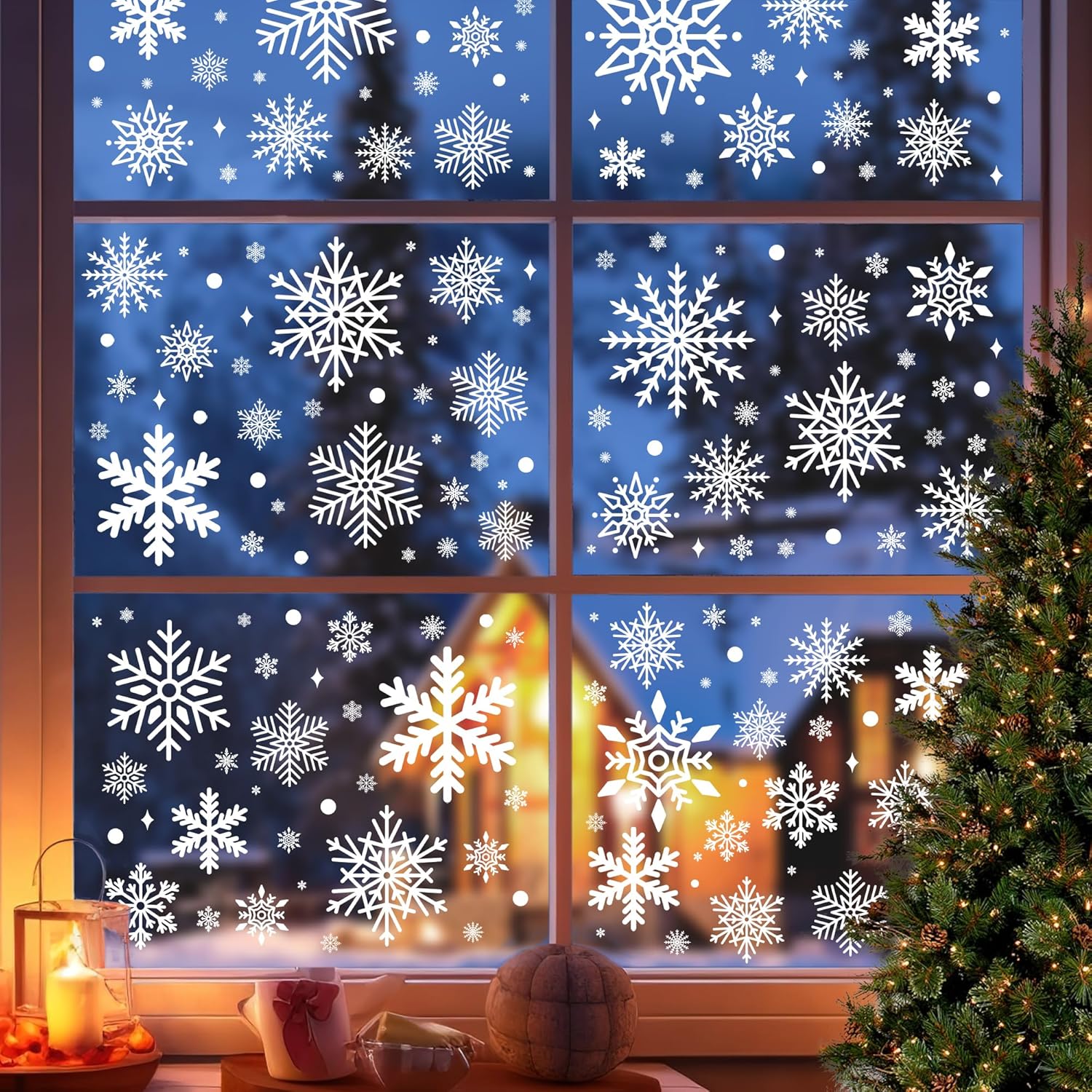 1000Pcs Snowflake Christmas Window Clings - Snowflake Christmas Window Decorations Stickers for Glass Windows Christmas Decorations Indoor Wtiner Holiday Office Bedroom Decor (10 Sheets)