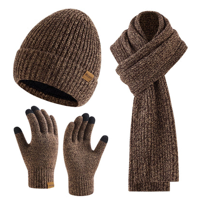 Mens Winter Beanie Hat Touchscreen Gloves Long Scarf 3 Set with Warm Fleece Lined Knit Cap Scarves for Men Women