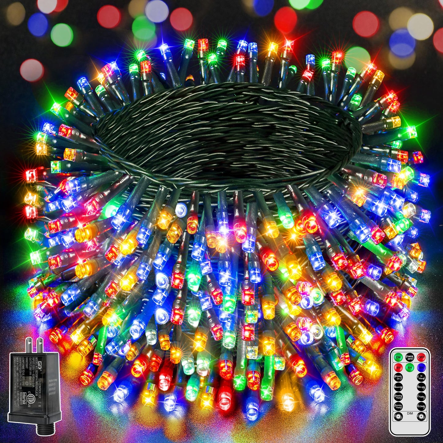 500 LED 164 FT Christmas Lights, Waterproof Outdoor String Lights with Remote and Timer, Christmas Tree Lights with 8 Modes Dimmable, Fairy Lights for Holiday Decor (Red and Green)