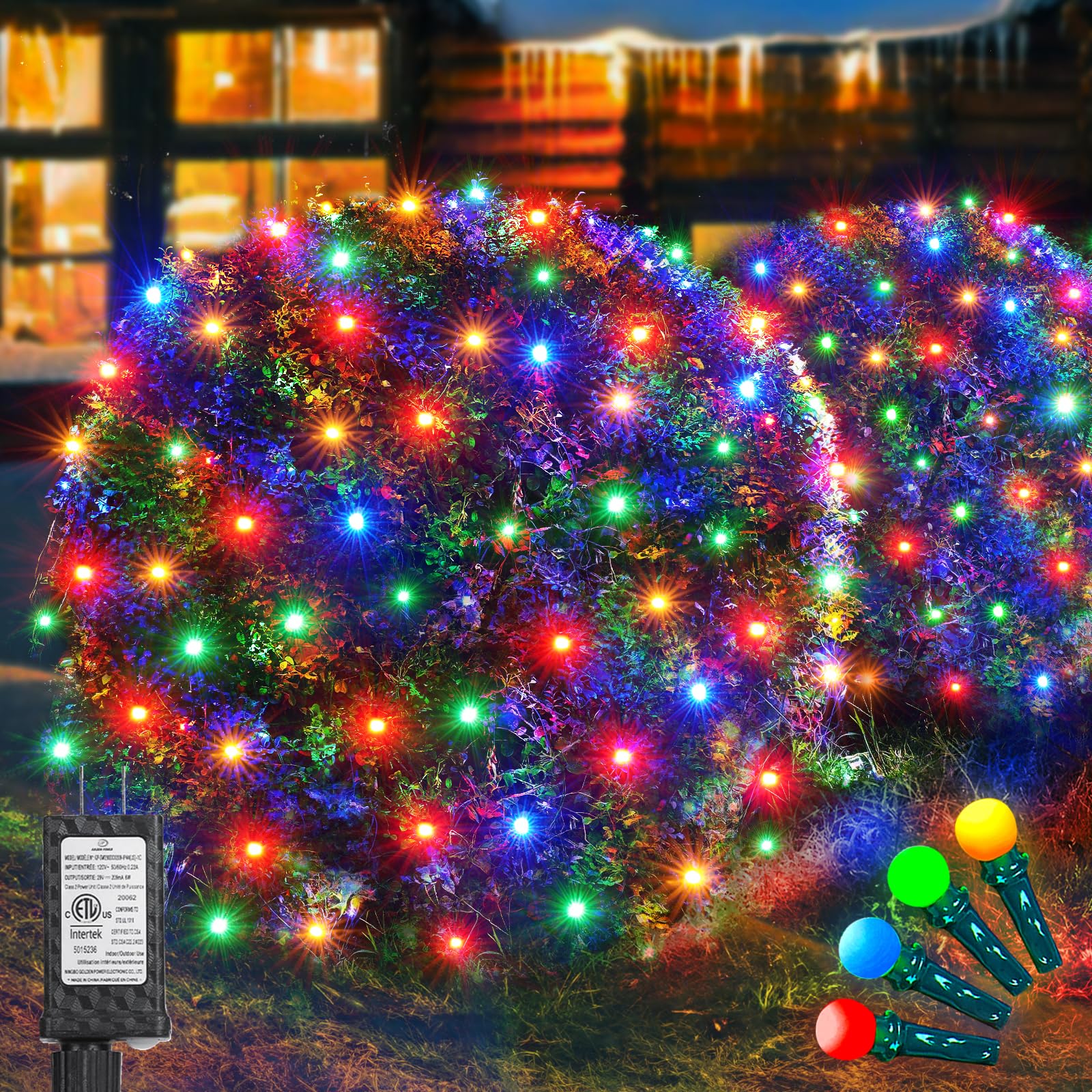 Led Net Lights Christmas Lights Outdoor 200Leds 9ftx6ft Upgraded WarmWhite Christmas Net Lighting, Waterproof UL Listed Outdoor Indoor Large Mesh Net Light for Xmas Trees, Bushes, Shrubs Decorations
