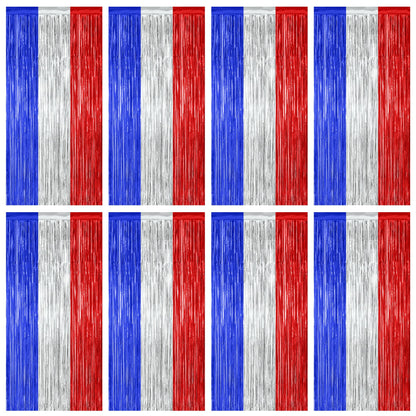 2 Pack Halloween Backdrop, 3.28 FT x 7.05 FT Foil Fringe Curtains, Orange Purple Black Party Streamer Tinsel Backdrop Curtains, Halloween Decorations Door Decor Photo Props Party Supplies