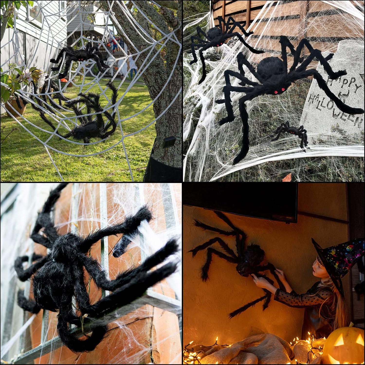 5 Pcs Halloween Spiders Decorations, Realistic Spiders Halloween Decor Indoor Outdoor