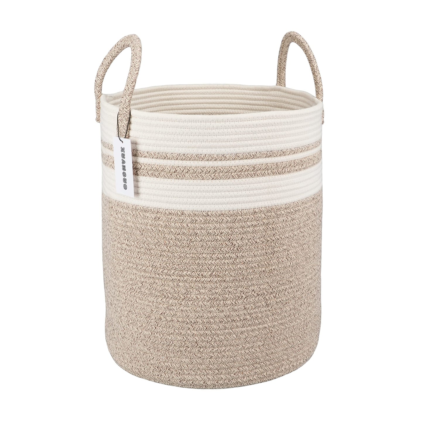 Cotton Rope Laundry Basket Hamper for Girls Kids Baby Nursery Hamper Bin Woven Storage Basket for Living Room Girls room Boho Tall Rope Baskets for Blanket Toys Large light pink