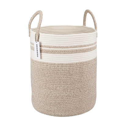 Cotton Rope Laundry Basket Hamper for Girls Kids Baby Nursery Hamper Bin Woven Storage Basket for Living Room Girls room Boho Tall Rope Baskets for Blanket Toys Large light pink