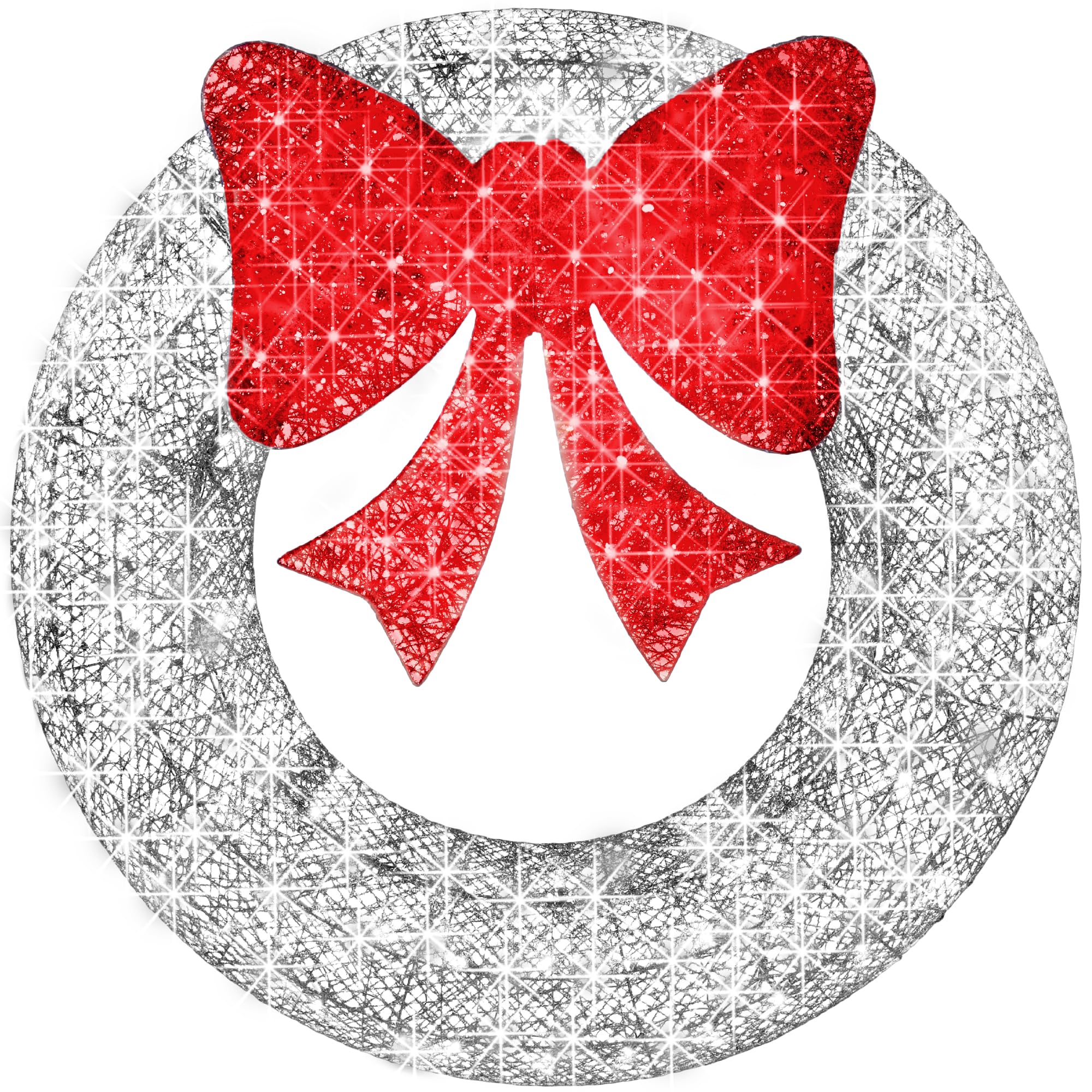 Best Choice Products 36in Pre-Lit Outdoor Christmas Wreath Decoration, LED Metal Holiday Decor for Home w/ 120 Lights, Bow - Green/Red