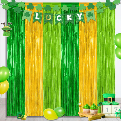 2 Pack Halloween Backdrop, 3.28 FT x 7.05 FT Foil Fringe Curtains, Orange Purple Black Party Streamer Tinsel Backdrop Curtains, Halloween Decorations Door Decor Photo Props Party Supplies