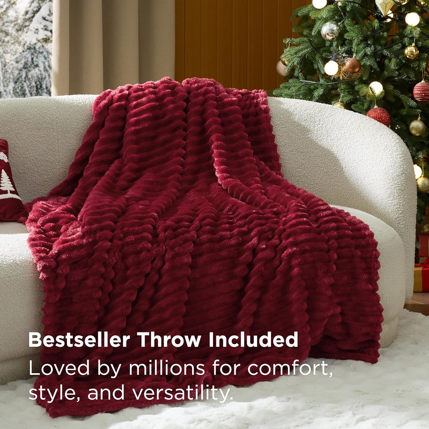 Bedsure Christmas King Comforter Set - 5 Pieces Christmas Bedding Set, King Bed in a Bag with 1 Soft Snowflake and Elk Reversible Comforter, 2 Pillow Shams, 1 Throw Blanket and 1 Decorative