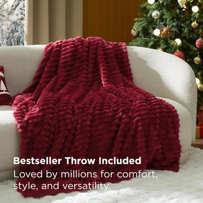 Bedsure Christmas King Comforter Set - 5 Pieces Christmas Bedding Set, King Bed in a Bag with 1 Soft Snowflake and Elk Reversible Comforter, 2 Pillow Shams, 1 Throw Blanket and 1 Decorative