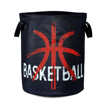 Basketball Texture Laundry Basket Ball Foldable Waterproof Oxford Cloth Funny Tote Bag Laundry Hamper Clothes Storage Bucket Toy Organizer For Bathroom/Laundry Storage/Bedroom 17.7x13.7 Inch