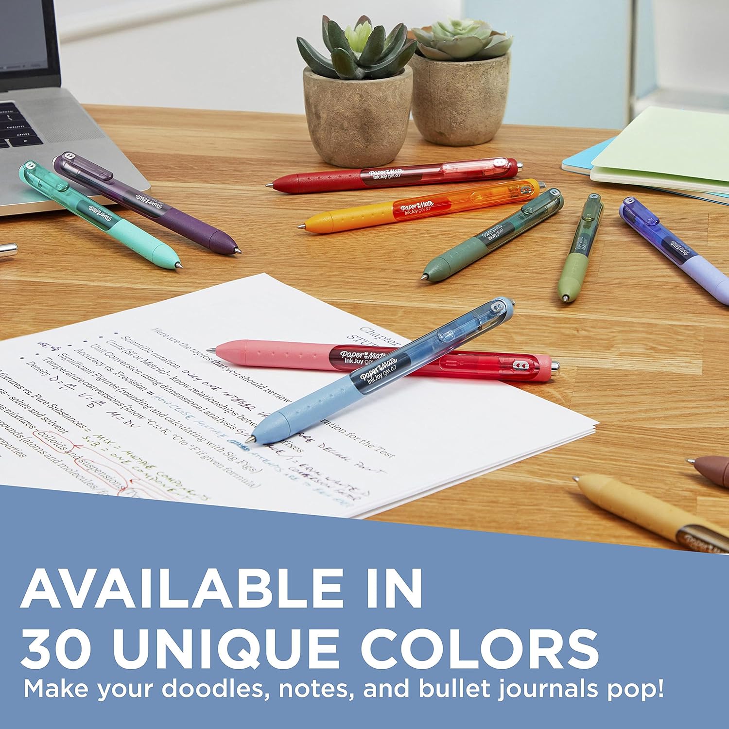 Paper Mate Inkjoy Gel Pen, Retractable, Medium 0.7 Mm, Blue Ink, Blue Barrel, Dozen
