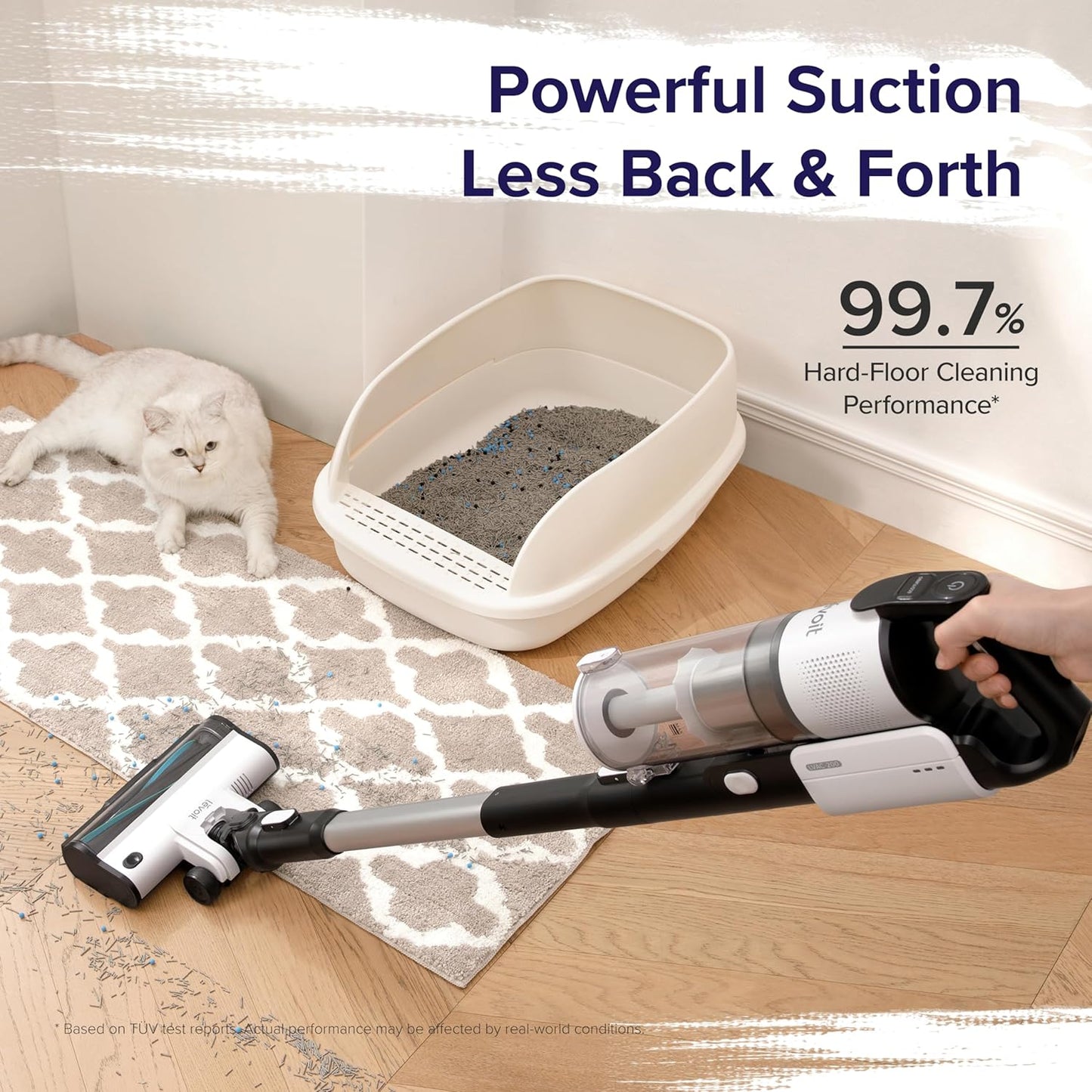 LEVOIT Cordless Vacuum Cleaner, Stick Vac with Tangle-Resistant Design, Up to 50 Minutes, Powerful Suction, Rechargeable, Lightweight, and Versatile for Carpet, Hard Floor, Pet Hair, LVAC-200