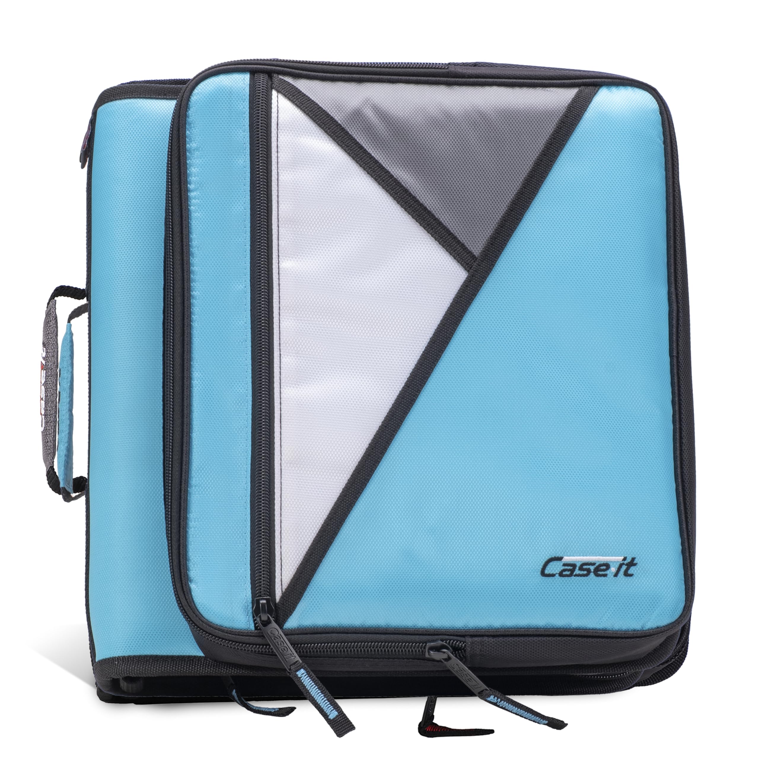 Case-It 2 Inch 3 D-Ring Zipper Binder with Padded Laptop Case Workstation, Shoulder Strap, LT-117, Black