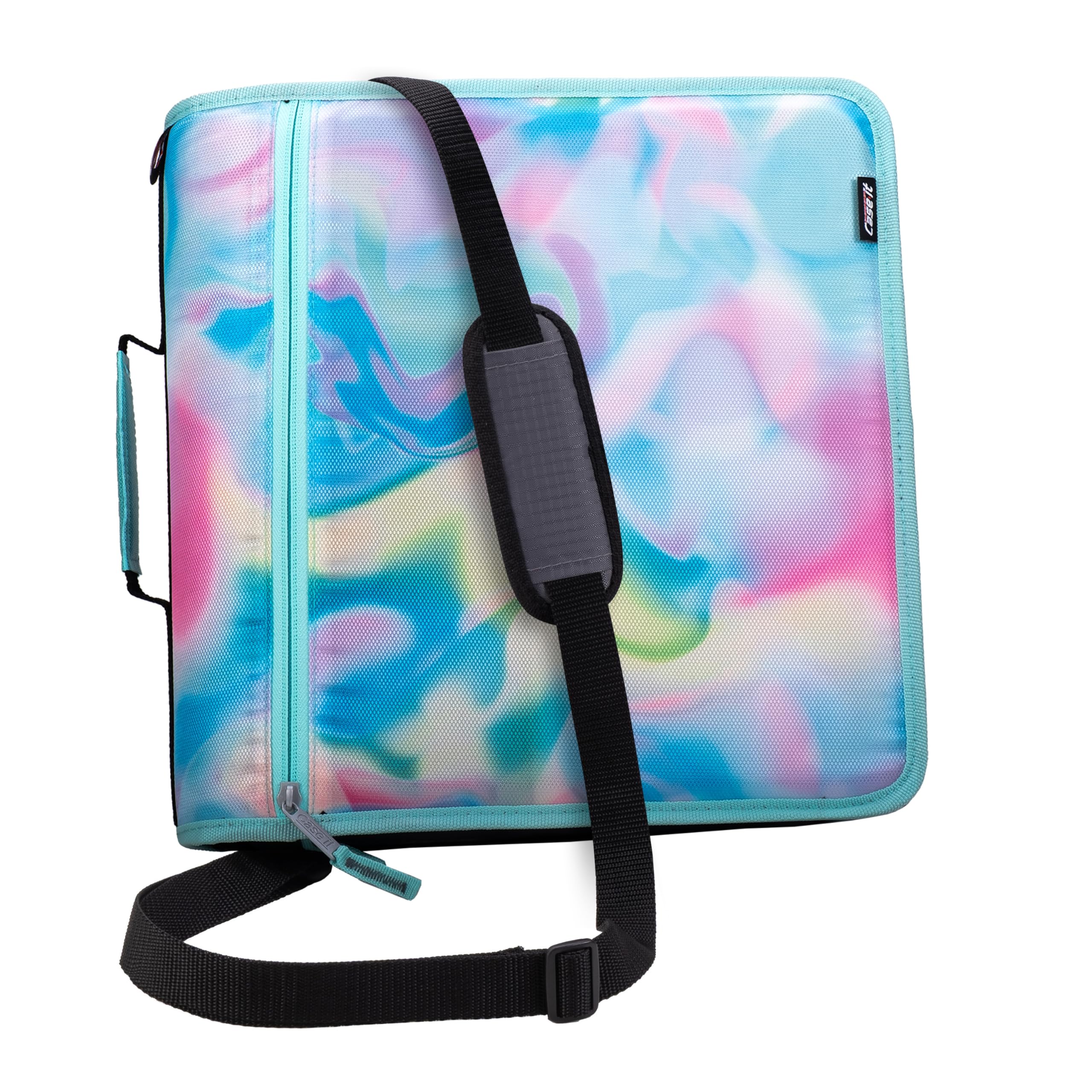 Case-it Mighty Zip Tab School Zipper Binder | 3-Inch O-Rings, 600-Sheet Capacity, 5-Subject Expanding File Folder, Multiple Pockets & Storage Organizer, Shoulder Strap | D-146 Fun Flowers