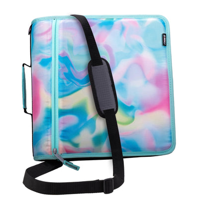 Case-it Mighty Zip Tab School Zipper Binder | 3-Inch O-Rings, 600-Sheet Capacity, 5-Subject Expanding File Folder, Multiple Pockets & Storage Organizer, Shoulder Strap | D-146 Fun Flowers