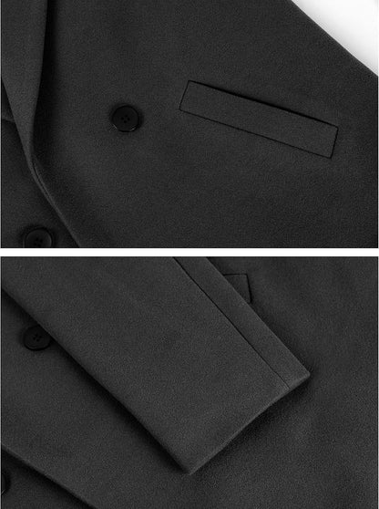 Hooever Women's Winter Wool Coat Casual Notch Lapel Single-Breasted Peacoat