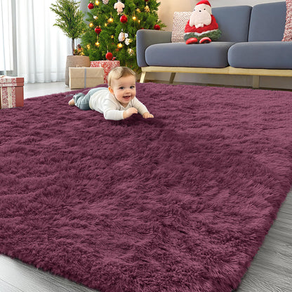 OLANLY Area Rugs for Living Room Bedroom, Machine Washable 4x5.9 ft Soft Fluffy Shaggy Bedside Rug, Indoor Floor Carpet for Kids Girls and Boys, Dorms, Nursery Rooms, Home Decor Aesthetic, Grey