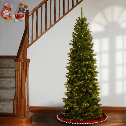 National Tree Company 6 ft Pre-Lit North Valley Spruce Slim Artificial Christmas Tree, 250 Clear Lights, 636 Tips, Includes Stand, Green