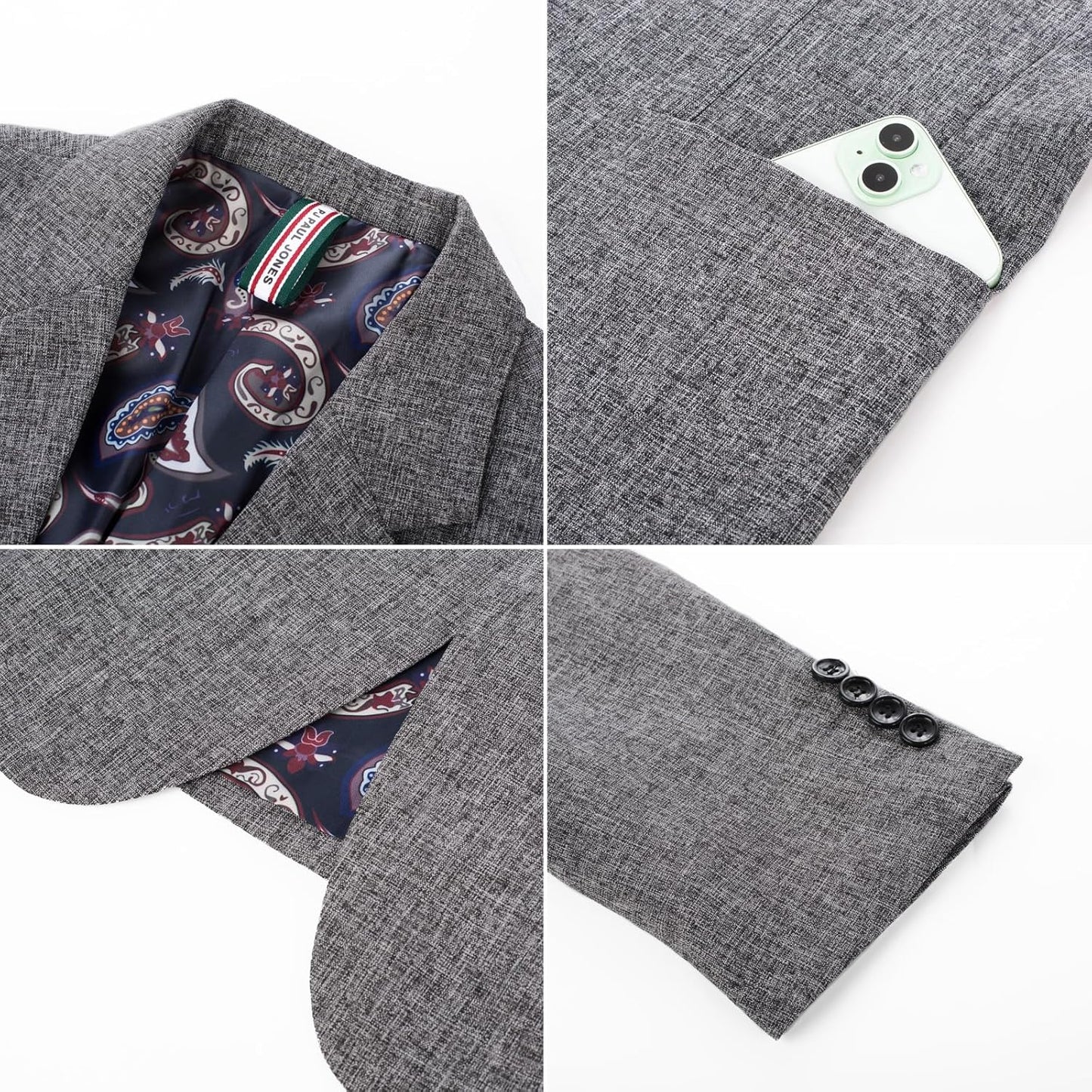 PJ PAUL JONES Mens Casual Sport Coats Two Buttons Lightweight Business Sport Blazer