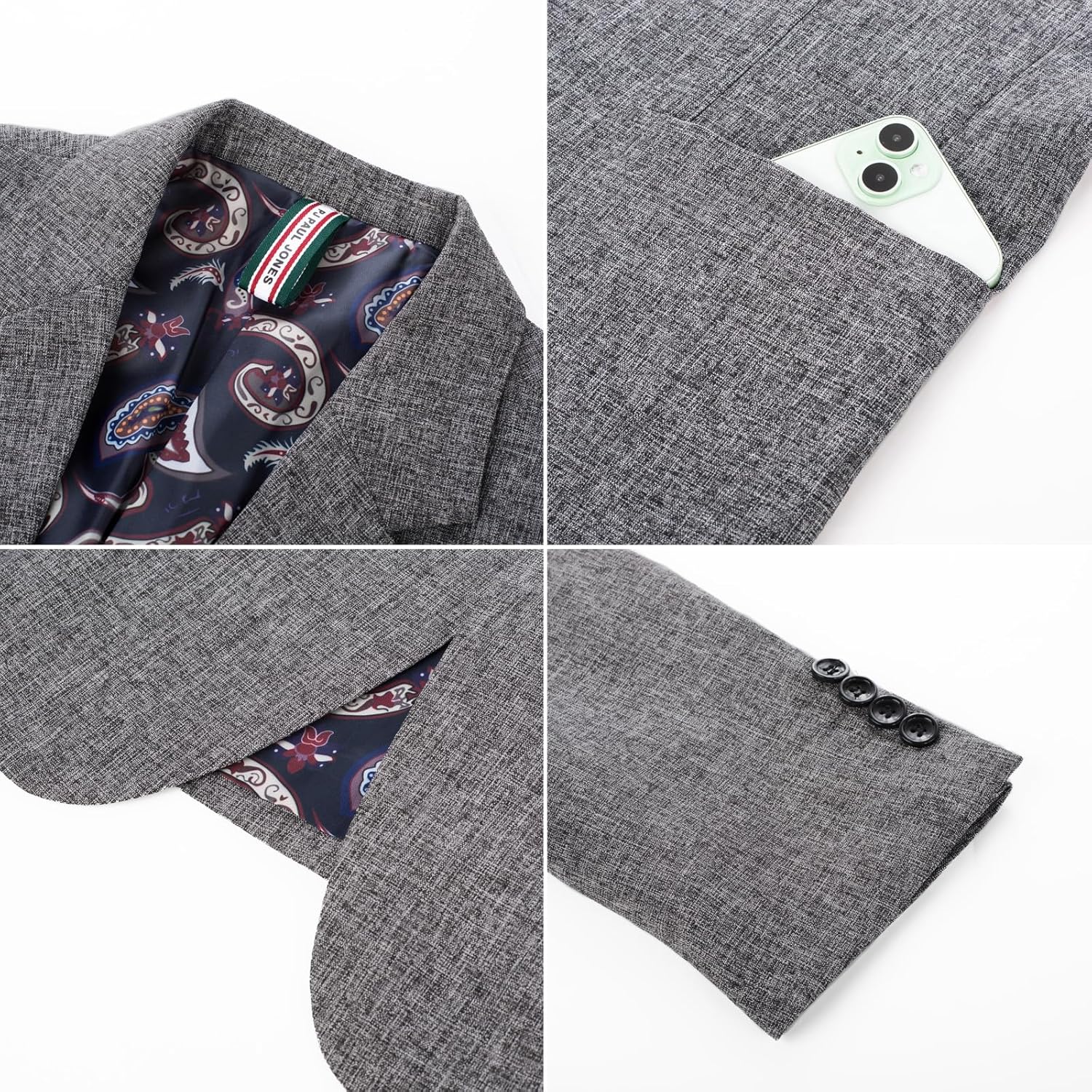 PJ PAUL JONES Mens Casual Sport Coats Two Buttons Lightweight Business Sport Blazer