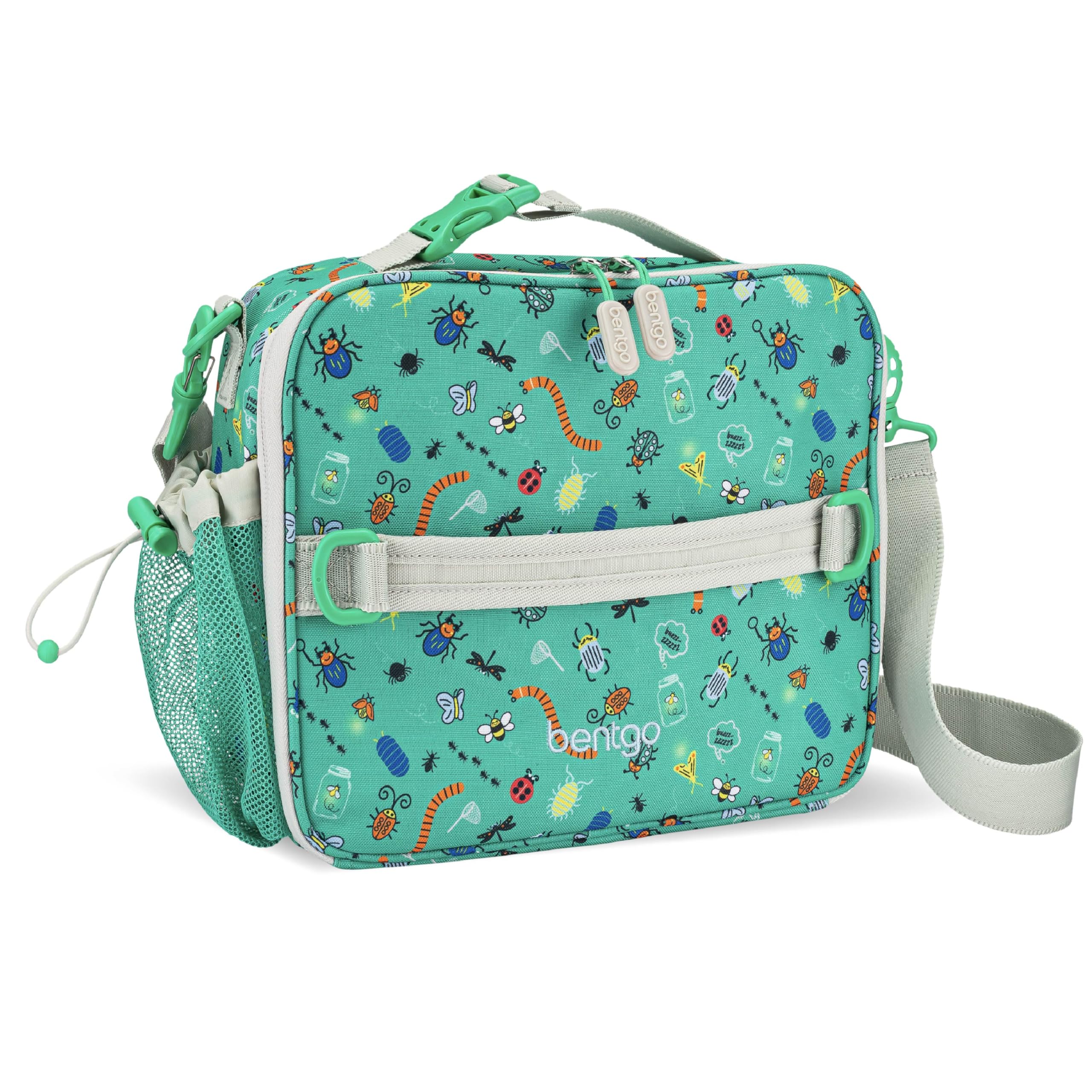 Bentgo Kids Lunch Bag - Double-Insulated, Reusable Lunch Bag for Kids 3+ with Adjustable Strap; Holds Lunch Box/Water Bottle/Snacks; Easy-Clean, Water-Resistant & Pockets (Sports)