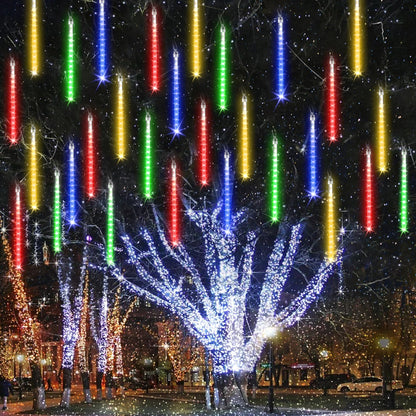 iBaycon 20 Tubes 480 LED Meteor Shower Rain Lights, 11.8 inches Cascading Icicle Lights Waterproof Outdoor, Connectable Falling Raindrop Lights with Timer for Holiday Party Christmas Decorations