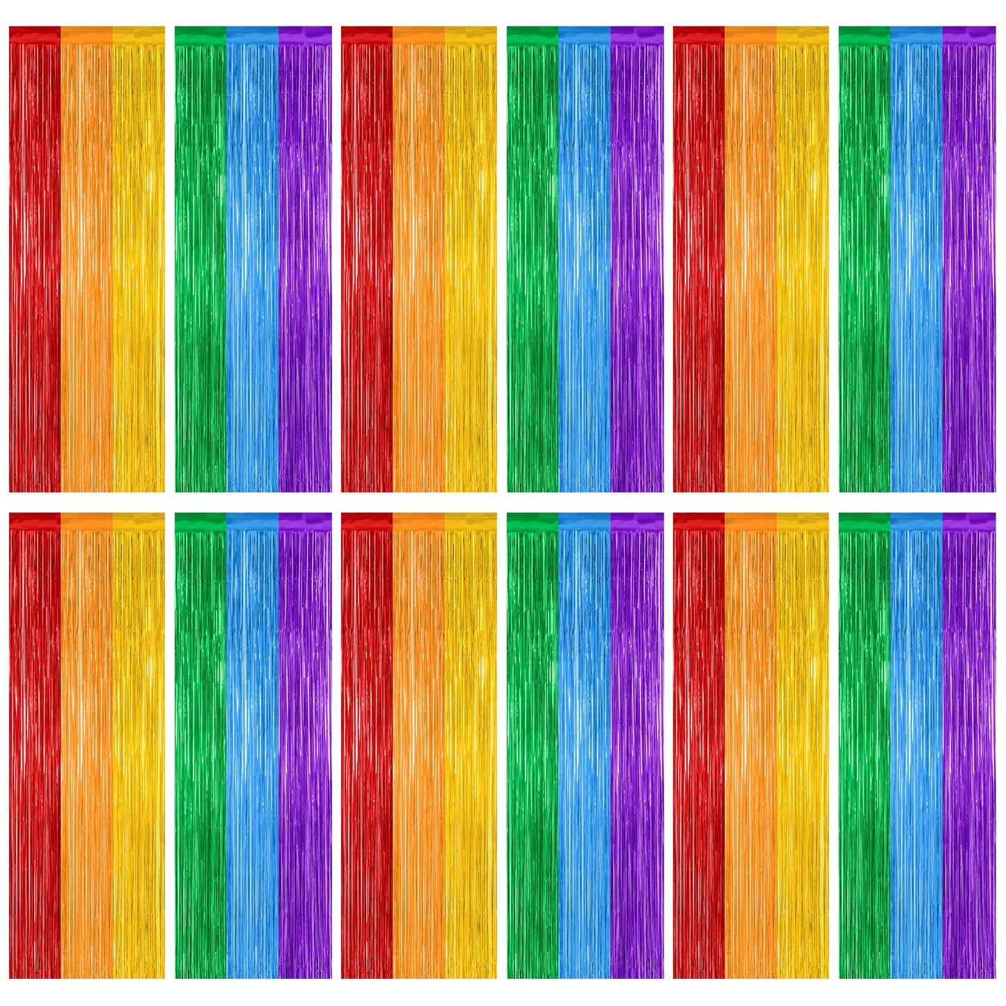 2 Pack Halloween Backdrop, 3.28 FT x 7.05 FT Foil Fringe Curtains, Orange Purple Black Party Streamer Tinsel Backdrop Curtains, Halloween Decorations Door Decor Photo Props Party Supplies