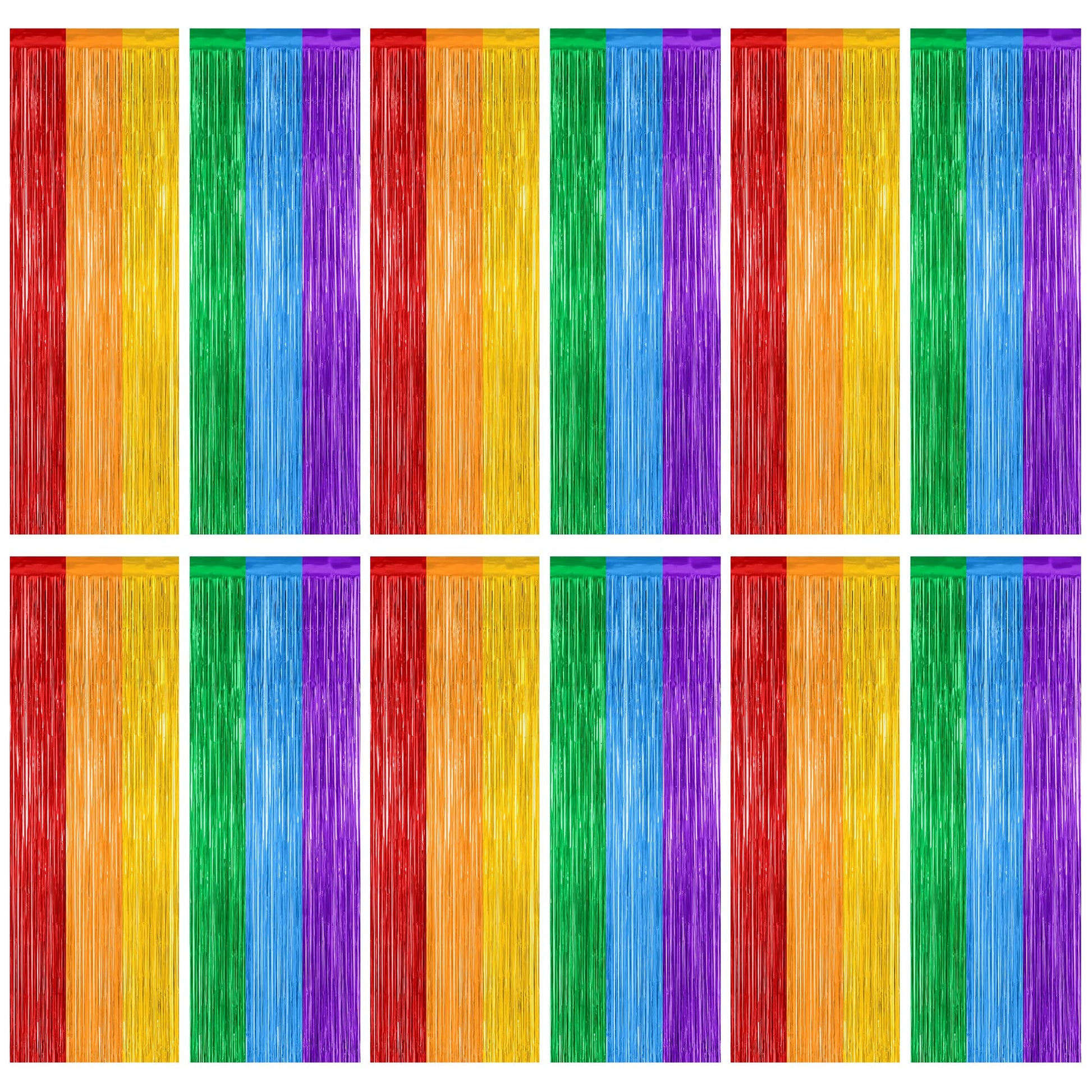 2 Pack Halloween Backdrop, 3.28 FT x 7.05 FT Foil Fringe Curtains, Orange Purple Black Party Streamer Tinsel Backdrop Curtains, Halloween Decorations Door Decor Photo Props Party Supplies