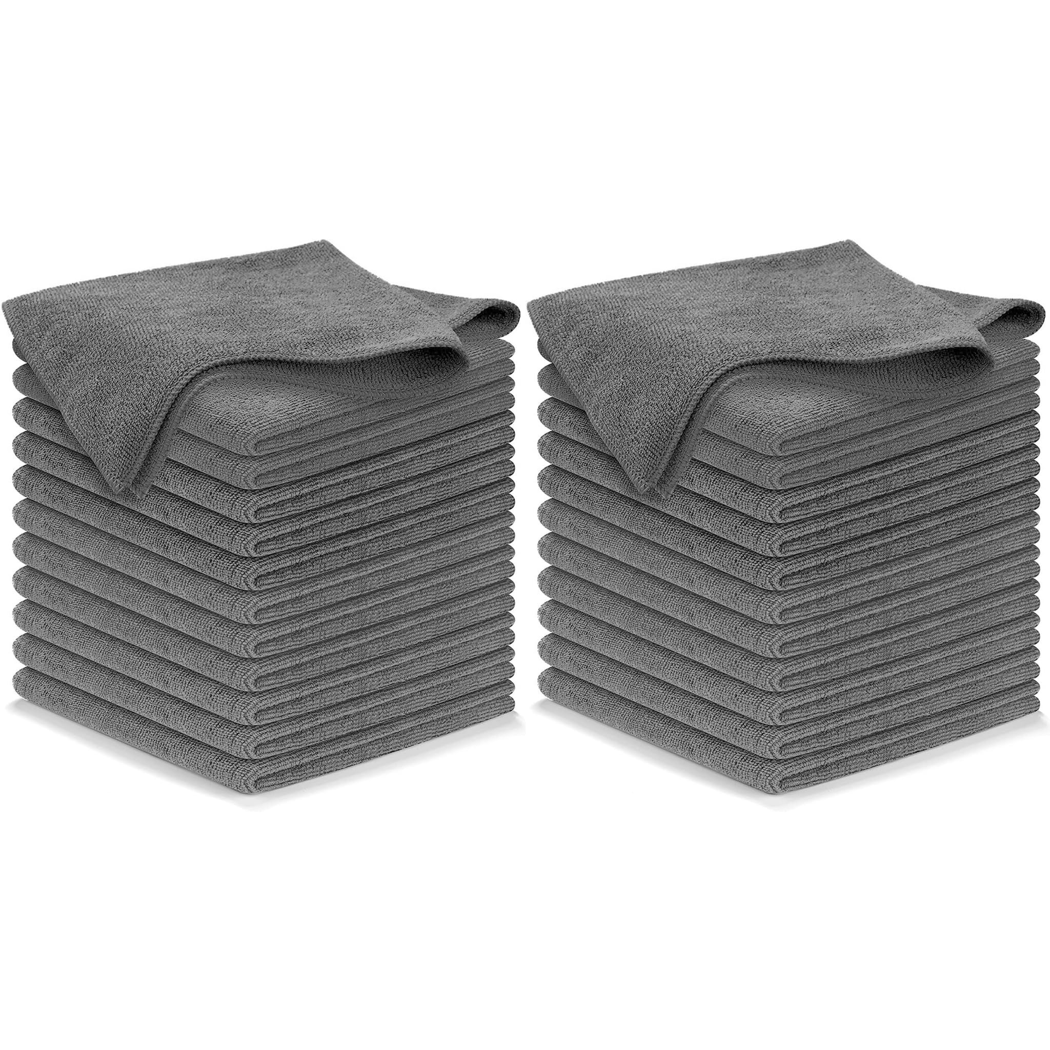 USANOOKS Microfiber Cleaning Cloth Grey - 12 Pcs (12.5"x12.5") - High Performance - 1200 Washes, Ultra Absorbent Microfiber Towel Weave Grime & Liquid for Streak-Free Mirror Shine - Car Washing Cloth