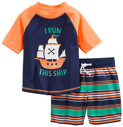 Simple Joys by Carter's Toddlers and Baby Boys' Swimsuit Trunk and Rashguard Set