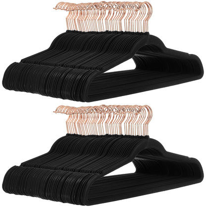 Amazon Basics Slim, Velvet, Non-Slip Suit Clothes Hangers, Pack of 50, Black