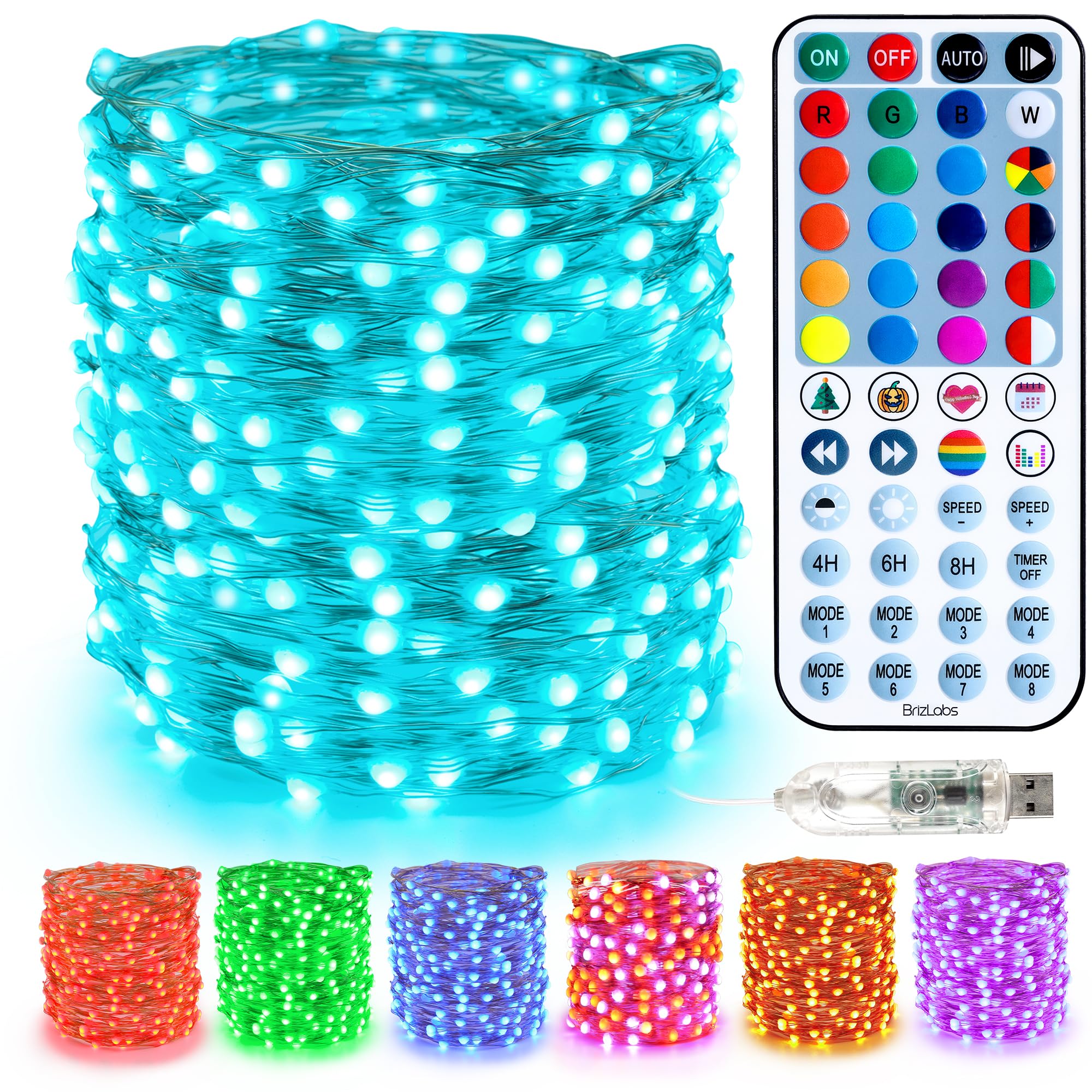 BrizLabs Smart Christmas Fairy Lights, 98ft 300 LED WiFi Christmas Fairy Lights Work with Alexa & Google Home, Rainbow Xmas Light Dimmable Xmas Decorative Lighting Music Sync for Home Holiday Party