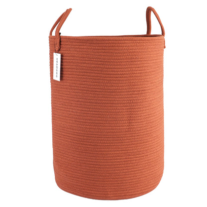 Cotton Rope Laundry Basket Hamper for Girls Kids Baby Nursery Hamper Bin Woven Storage Basket for Living Room Girls room Boho Tall Rope Baskets for Blanket Toys Large light pink