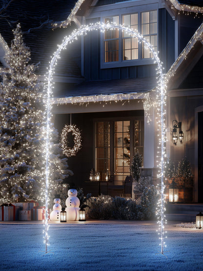 Flacchi Christmas Decoration Outdoor Arch Lights - 7.5FT 360LED Waterproof String Lights with Timer, 8 Modes for Holiday Party,Wedding, Garden, Patio (Warm White)