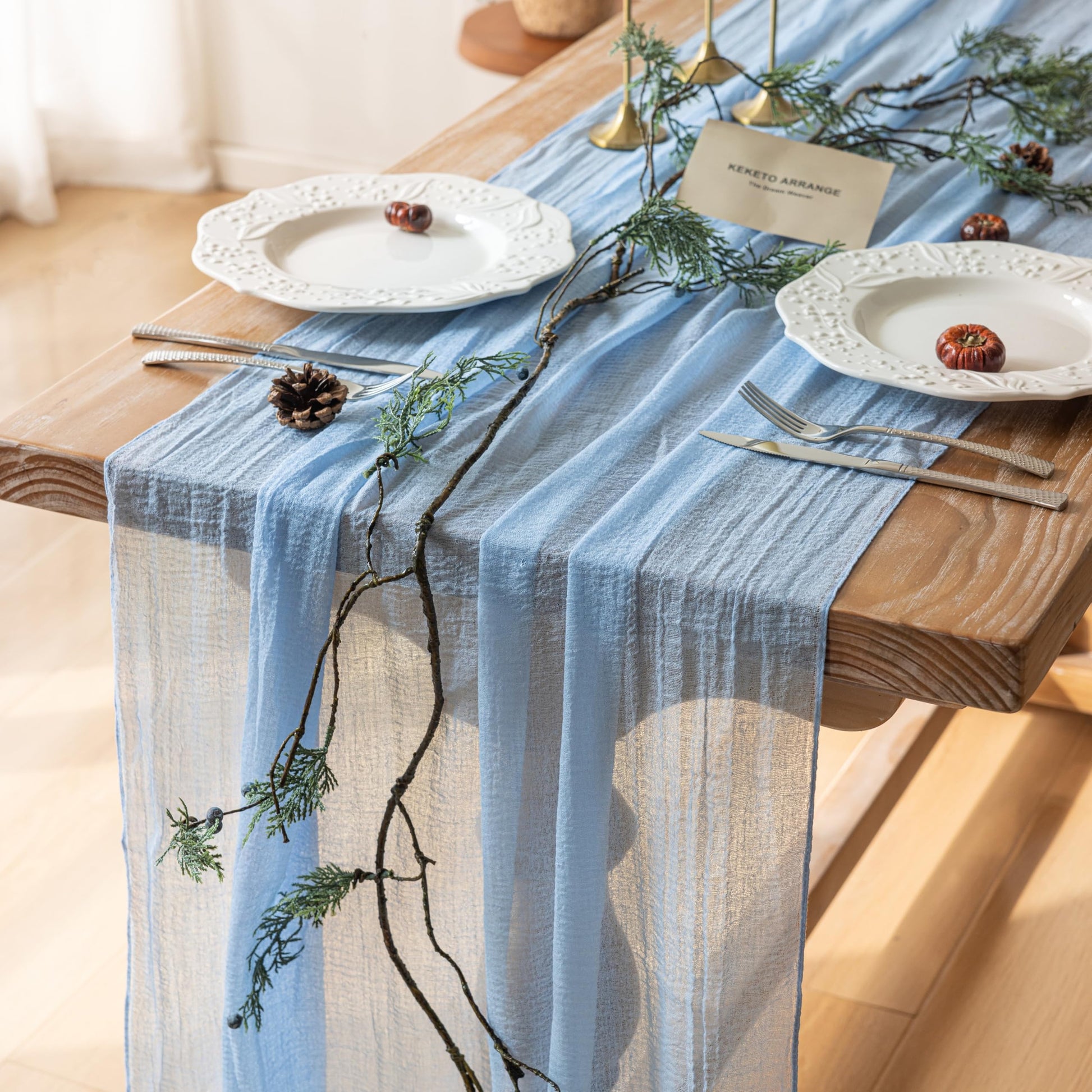 Thanksgiving Fall Table Runner Terracotta Gauze 120 Inch 10 FT Rustic Burnt Orange Sheer Cheese Cloth for Bridal Shower Friendsgiving Party Centerpiece Decor Fall Decorations for Home