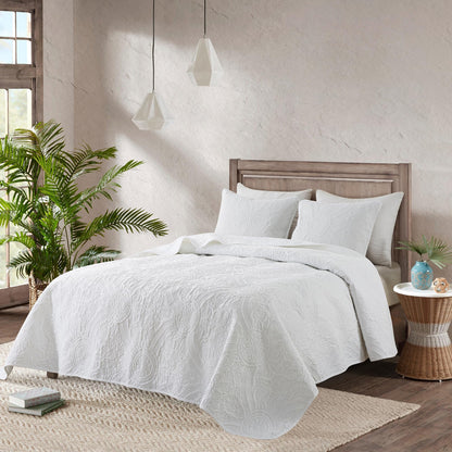 ROARINGWILD Ivory Queen Size Quilt Bedding Sets with 2 Pillow Shams, Full Cream Lightweight Soft Bedspread Coverlet, Thin Comforter Bed Cover for All Season, 3 Pieces, 90x90 inches