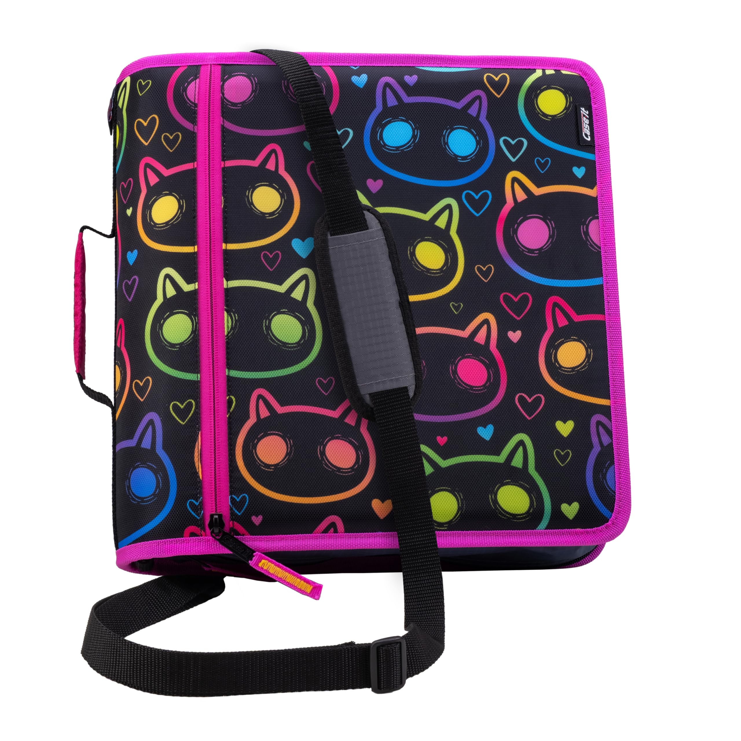 Case-it Mighty Zip Tab School Zipper Binder | 3-Inch O-Rings, 600-Sheet Capacity, 5-Subject Expanding File Folder, Multiple Pockets & Storage Organizer, Shoulder Strap | D-146 Fun Flowers