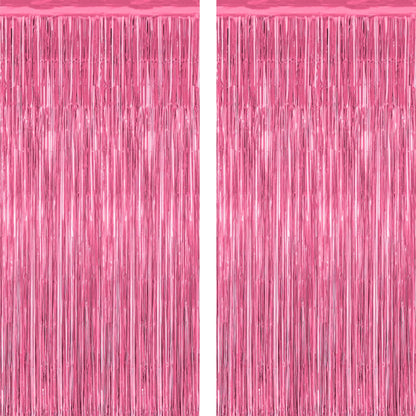 2 Pack Halloween Backdrop, 3.28 FT x 7.05 FT Foil Fringe Curtains, Orange Purple Black Party Streamer Tinsel Backdrop Curtains, Halloween Decorations Door Decor Photo Props Party Supplies