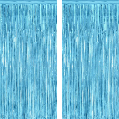 2 Pack Halloween Backdrop, 3.28 FT x 7.05 FT Foil Fringe Curtains, Orange Purple Black Party Streamer Tinsel Backdrop Curtains, Halloween Decorations Door Decor Photo Props Party Supplies